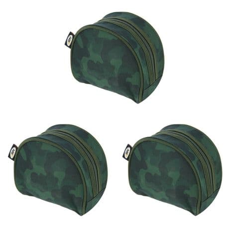 3 X NGT New Camo Padded Fishing Reel Cases Bags for Carp Pike Course Reels 282C