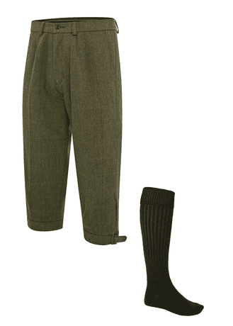 Glenbrook Waterproof Tweed Shooting Breeks + FREE SOCKS Traditional Tailored Quality Wool New