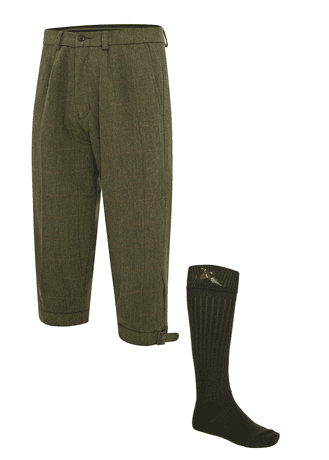 Glenbrook Waterproof Tweed Shooting Breeks + FREE SOCKS Traditional Tailored Quality Wool New