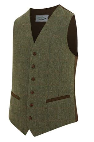 Glenbrook Wool Blend Green and Navy Rustic TWEED Check Waistcoat Quality Vest