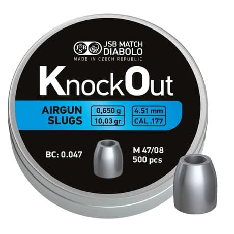 JSB KnockOut Slugs Diabolo .177 4.51 10.03gr Airgun Pellets Tins of 500 Air Shot