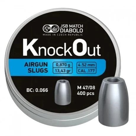JSB KnockOut Slugs Diabolo .177 4.52 13.43gr Airgun Pellets Tins of 400 Air Shot