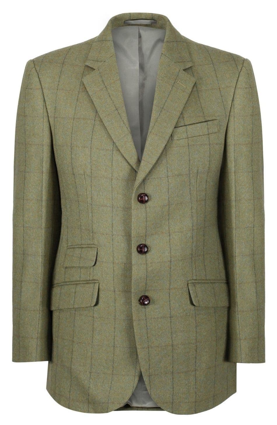 Kensington Checked Tweed Jacket Blazer Sports Coat Quality Green 100% Wool New