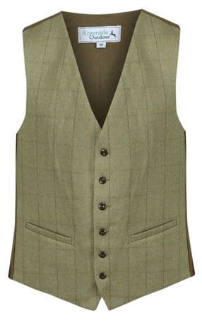 MENS 100% WOOL Kensington Green TWEED Check Waistcoat Quality Herringbone Vest