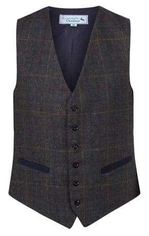 MENS WOOL blend Glendale Royal Navy Blue TWEED Check Waistcoat Quality Vest