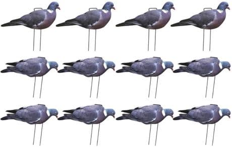 New Pigeon Silhouette Decoys Pack 12 With Stakes Decoying Shooting Pigeons