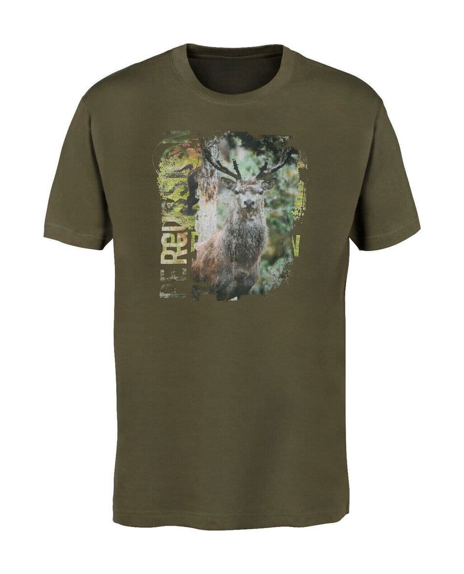 Percussion T-Shirt Deer Stag 100 % Cotton Short sleeve T-Shirt Comfy Top New