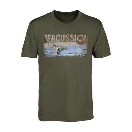 Percussion T-Shirt Teal Duck 100 % Cotton Short sleeve T-Shirt Comfy Top New