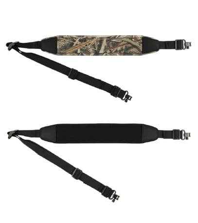 Quality Rifle Sling Airgun Neoprene + Steel Quick Release QD Swivels Black Camo