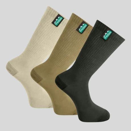 Ridgeline Cotton Light Work Socks Mid Length 3 Pairs Olive Multi Pack of 3 Comfy