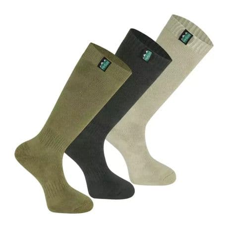 Ridgeline Cotton Work Socks Full Length 3 Pairs Olive Multi Pack of Three Comfy