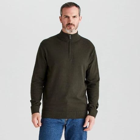 Ridgeline Men's Hartland Deep Forest Quarter Zip Knit Warm Country Jumper