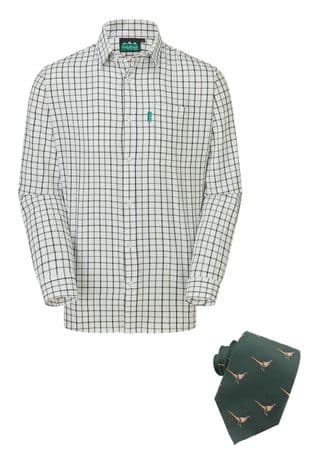 Ridgeline Men's Sedgebrook Shirt + FREE TIE D Forest S Olive Tattersall Check