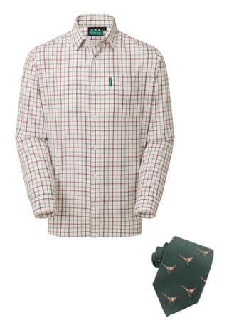 Ridgeline Men's Sedgebrook Shirt + FREE TIE Russet Cashew Tattersall Check New