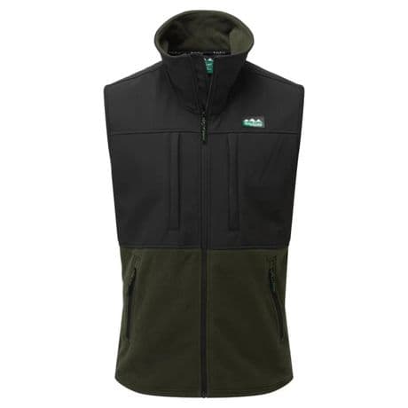 Ridgeline Mens Deep Forest Black Hybrid Fleece Soft Shell Vest Gilet Waistcoat