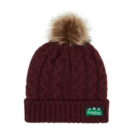Ridgeline Nordic Fleck Bobble Hat Winter Berry Beanie Autumn Winter Hat Faux Fur