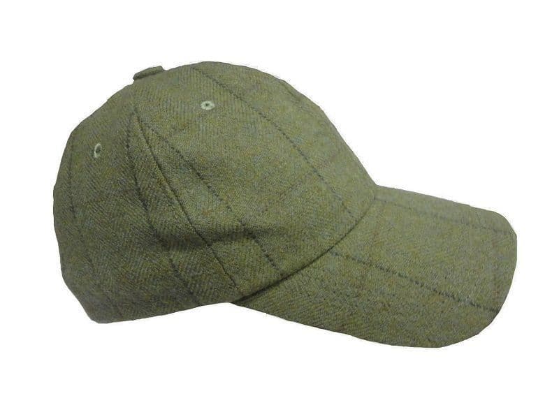 Wool Tweed Olive Heather Mens Baseball Tweed Cap Hat Hunting Shooting RRP £29