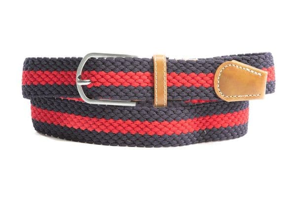 Euro-Star Platted Belt in Navy and Red