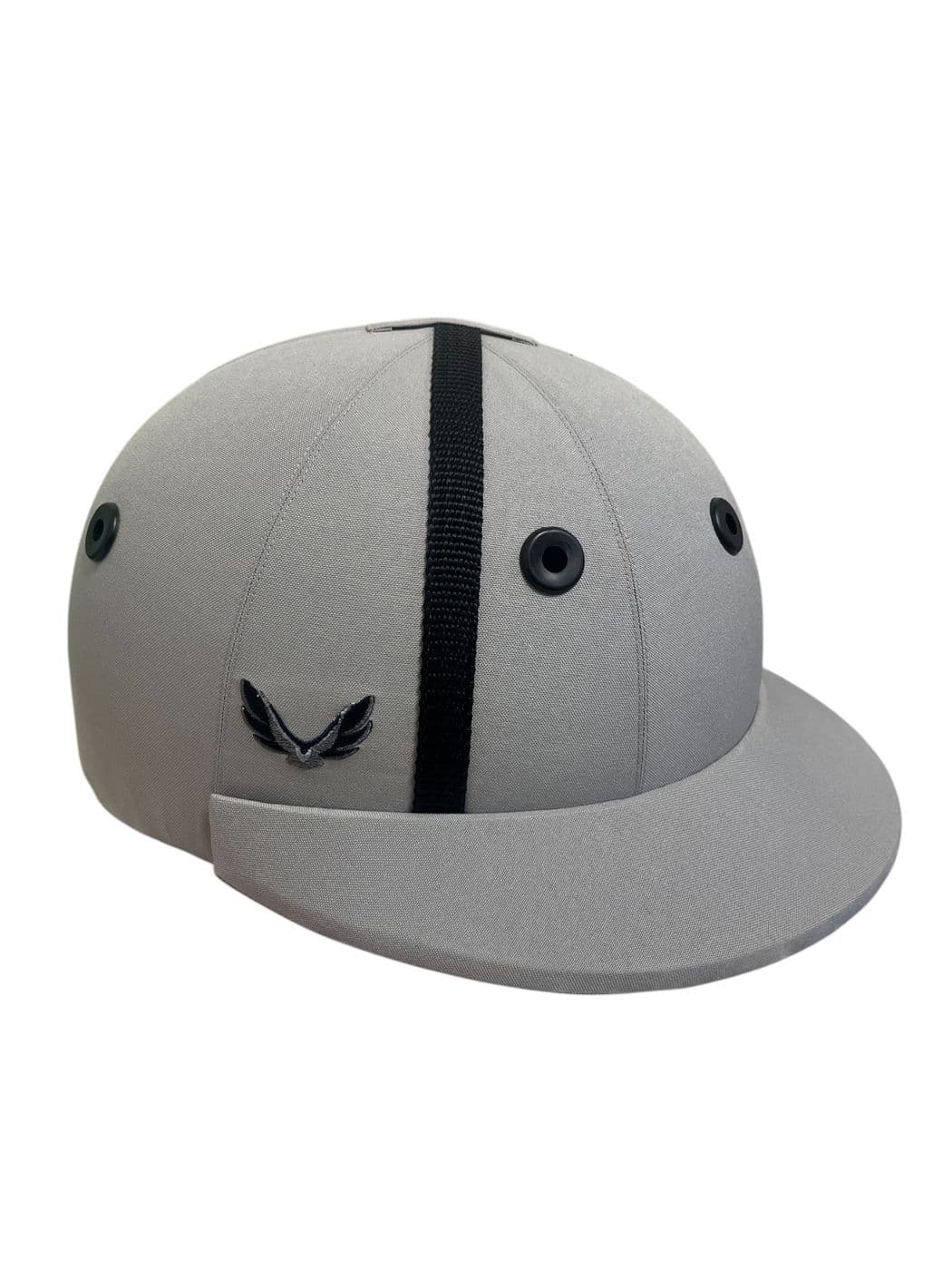 Instinct Askari Polo Helmet - Light Grey Helmet, Black Strap and Black Grommets