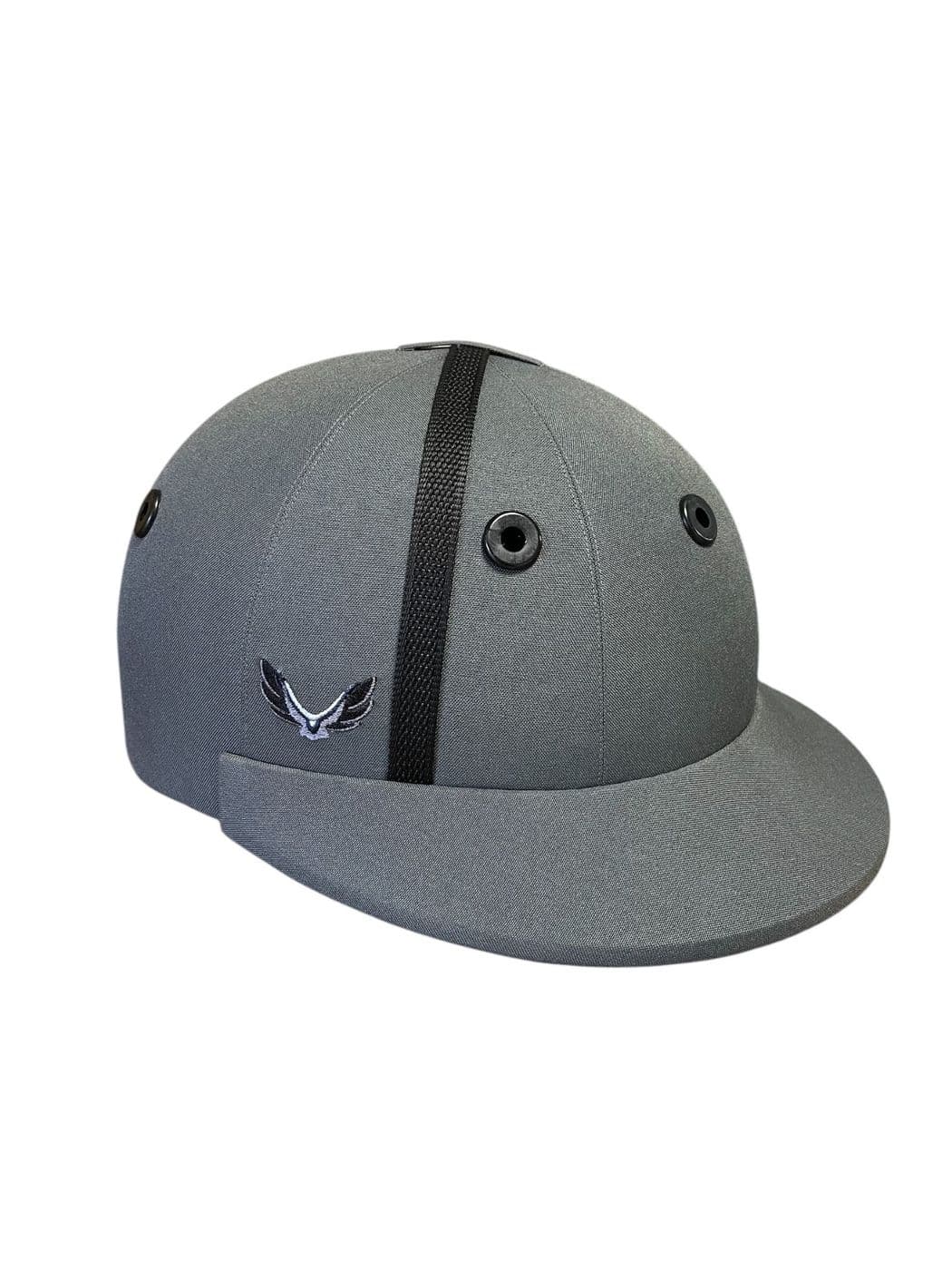 Instinct Askari Polo Helmet - Mid Grey Helmet, Black Strap and Black Grommets