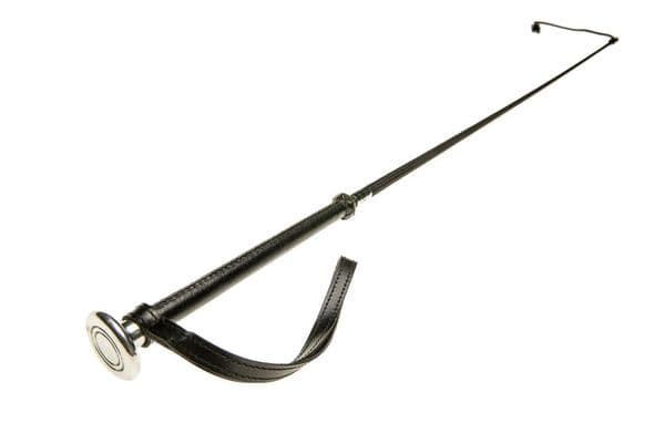 Leather handled Whip in Black