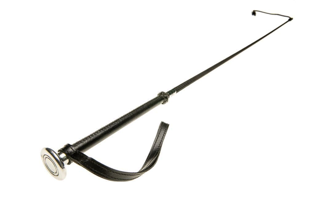 Leather handled Whip in Black