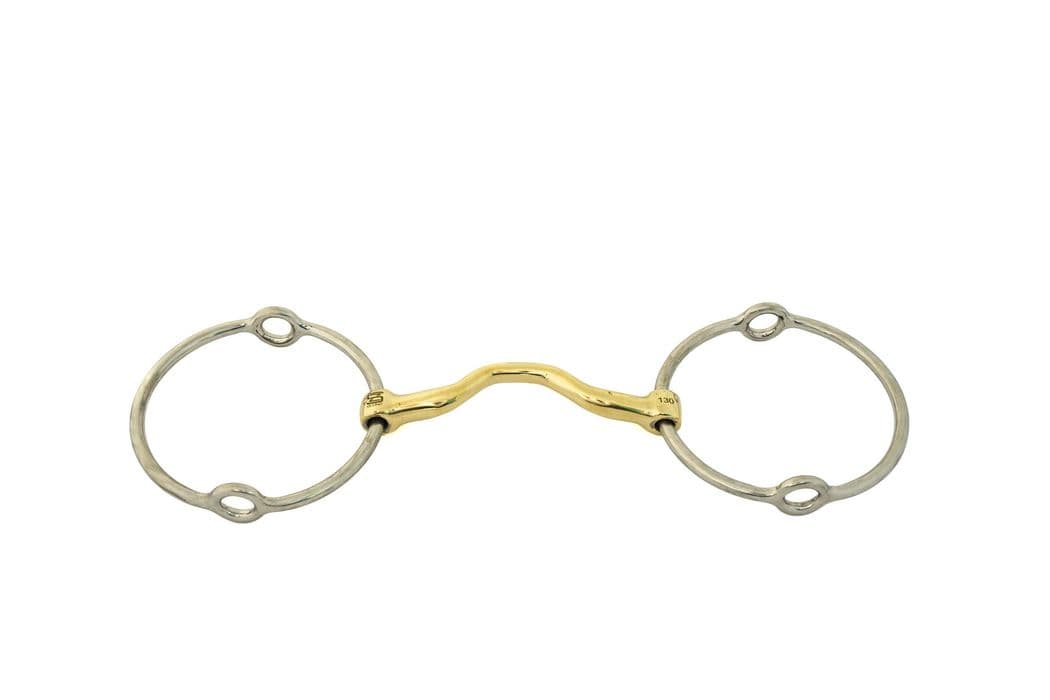 Toprail Equine Loose Ring Happy Tongue  Big Ring Gag German Brass