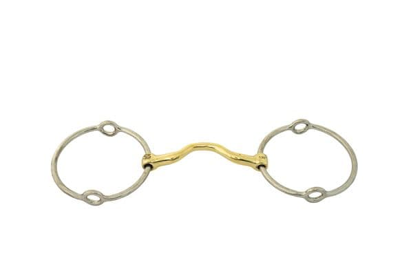 Toprail Equine Loose Ring Happy Tongue Big Ring Gag German Brass