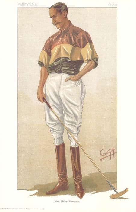 Vintage Polo Player Print. - "Descended From Edward Longshanks" (Major Michael Rimington)