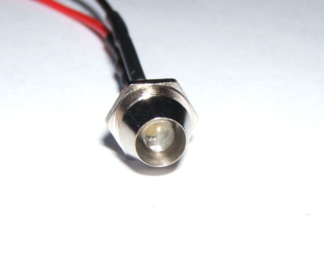Pre Wired LEDs 3mm Clear with Metal Holder 5V-12V Various Colours