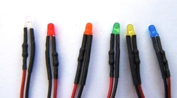 Pre Wired LEDs 3mm Diffused 5V-12V Various Colours