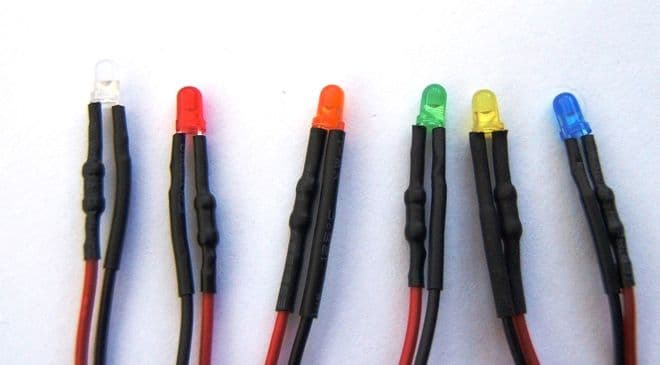 Pre Wired LEDs 3mm Diffused 5V-12V Various Colours