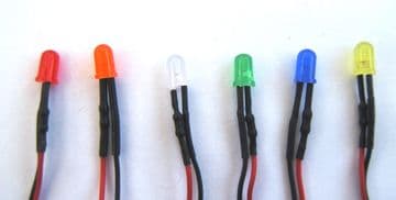 Pre Wired LEDs 5mm Diffused 5V-12V Various Colours