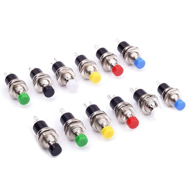 Push to make/push to break switches - packs of 5