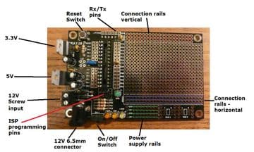 RKAT28 Prototype PCB for 28 pin Arduino and ATMEL Self Build Kit