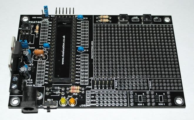 RKAT40 Prototype PCB for 40 pin Arduino/Sanguino and ATMEL Self Build Kit