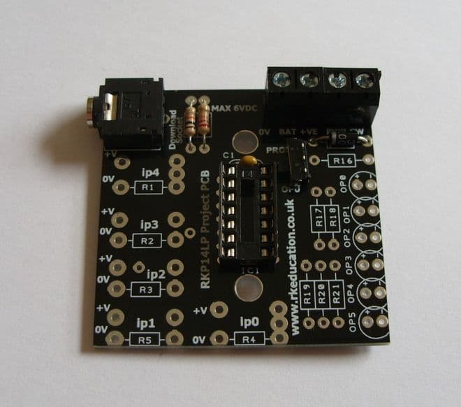 RKP14LP Low Power Project PCB for 14 pin PIC,PICAXE and Genie Self Build Kit