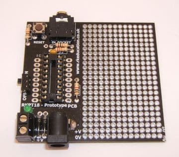 RKPT18 Prototype Project PCB for 18 pin PIC,PICAXE and Genie Self Build Kit