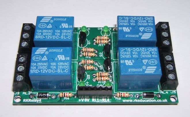 RKRelay4 Relay Module - Great for Atmel, Arduino & Raspberry PI - Self Build Kit