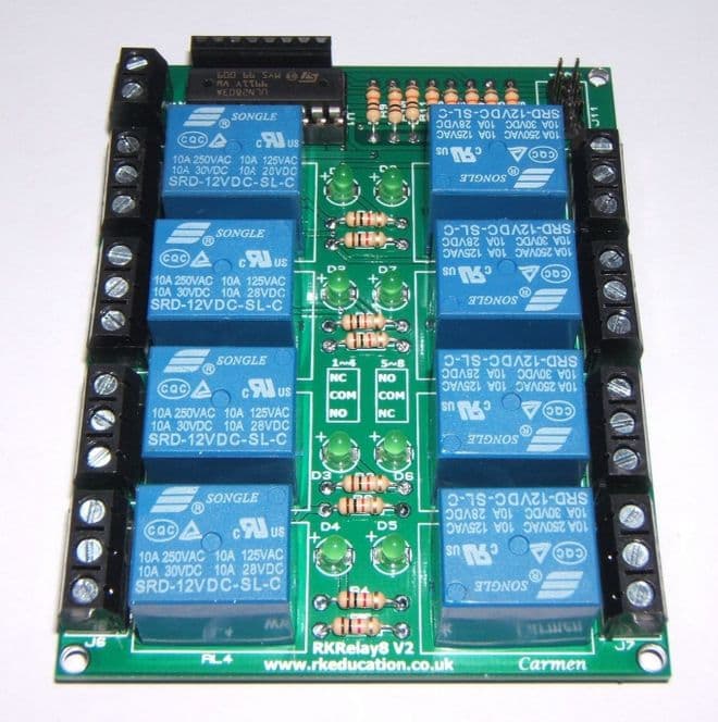 RKRelay8 Relay Module - Great for Atmel, Arduino & Raspberry PI - Self Build Kit