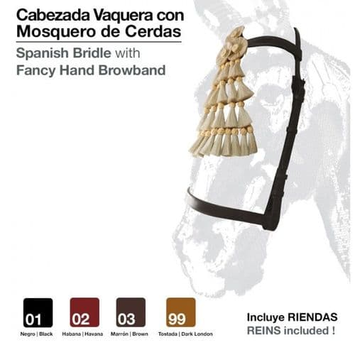 Economy vaquera bridle with hair mosquero