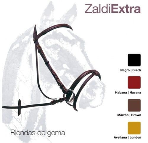 Hand made leather single bridle with rubber reins - by Zaldi