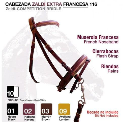 Hand made quality leather single bridle with wide noseband Zaldi Z-C