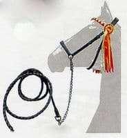 Leather in-hand show bridle or halter with leadrope