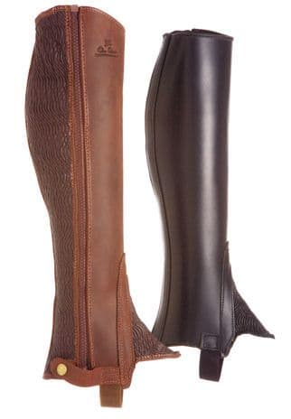 Leather polaina - half chaps - with side zipper