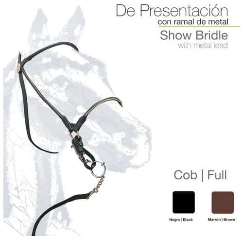 Leather presentation show bridle metalic browband