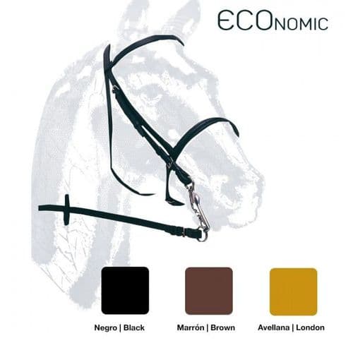 Leather single bridle with plain browband