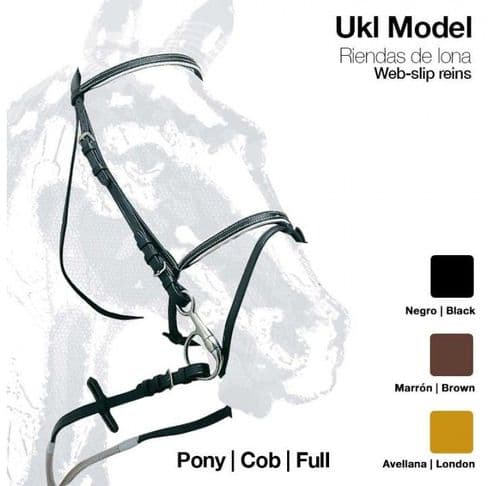 Leather single bridle with rubber reins