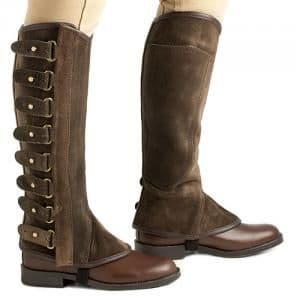 Portuguese polainas, or half chaps, in suede leather