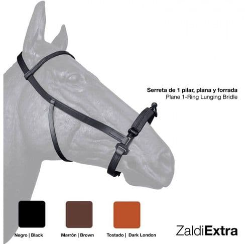 Single ring de-luxe leather serreta with smooth metal under leather noseband